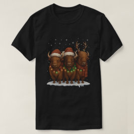 Camiseta Trío engraçado de bisão de Natal – Férias de chapé
