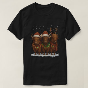 Camiseta Trío engraçado de bisão de Natal – Férias de chapé