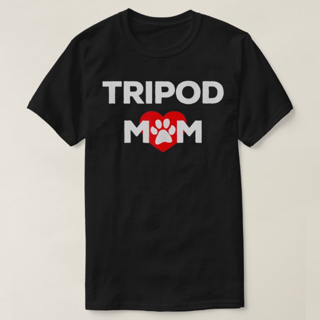 Camiseta Tripé Mãe, Pata de Cachorro com Pernas Amputee Amo (Frente do Design)