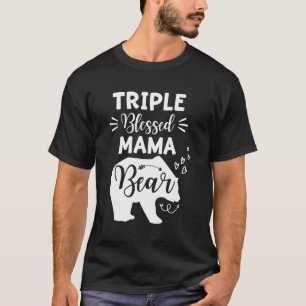Camiseta Tripla Abençoada Mamãe Ursa Coração Sentindo Mãe C