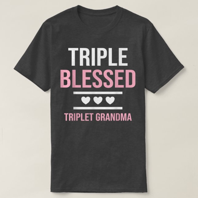 Camiseta Tripla Abençoada Vovó Netos Engraçado Gra (Frente do Design)