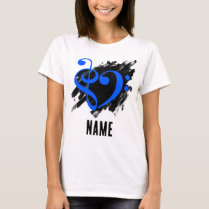 Camiseta Tripla e Bass Clef Heart Royal Blue Personalizável