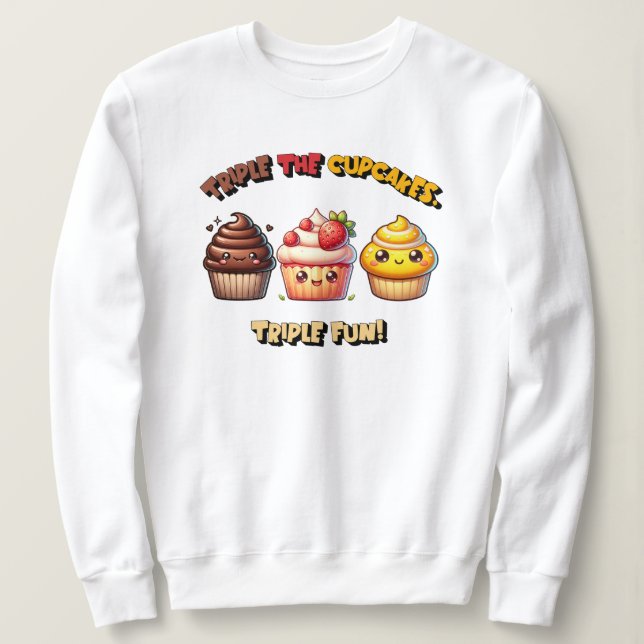 Camiseta Triple os Cupcakes, Triple Divertido! (Frente do Design)