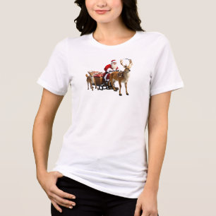 Camiseta tríplice feminina Bella+Canvas, branca,