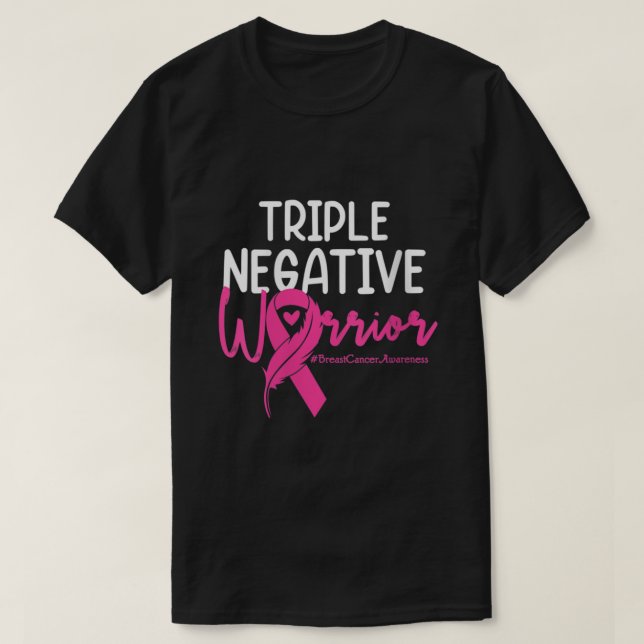 Camiseta Triplo Cancer de Fita Rosa de Fita do Guerreiro Ne (Frente do Design)