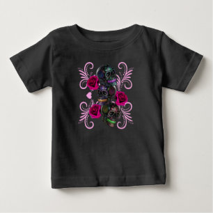 Camiseta Triplo Dia Negro Dos Cascos Mortos Rosas Rosa