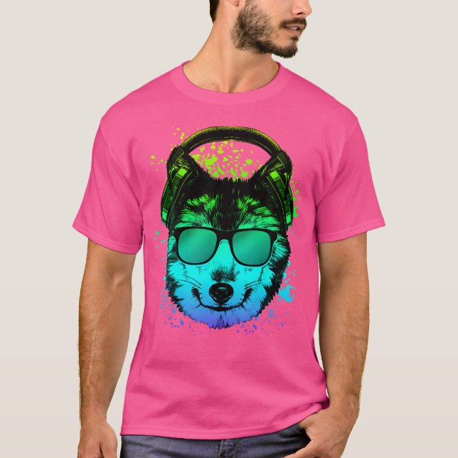 Camiseta Trippy Dj Edm Techno House Wolves Psychedelic Wolf (Frente)