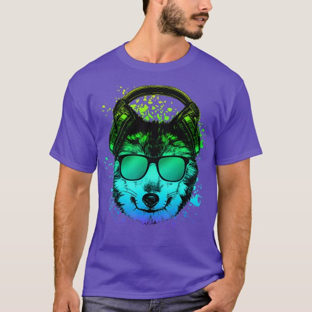 Camiseta Trippy DJ Gift EDM Techno House Wolves Wolf (Frente)