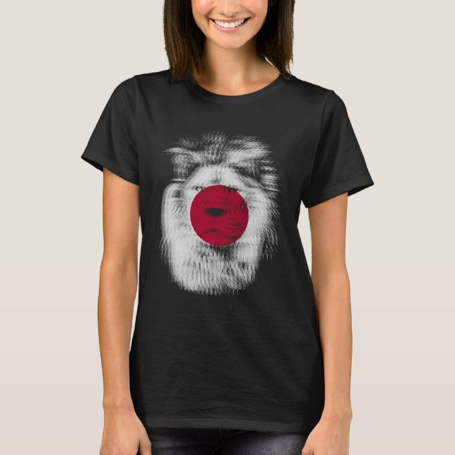 Camiseta Trippy lion Japan flag EDM raves techno m (Frente)