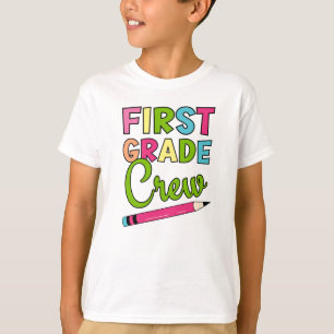 Camiseta Tripulação Colorida De Primeiro Grau De Volta À Es