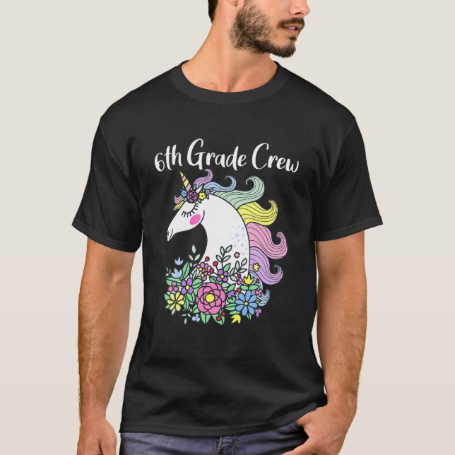 Camiseta Tripulação De 6 Grau De Volta Ao Unicórnio Escolar (Frente)