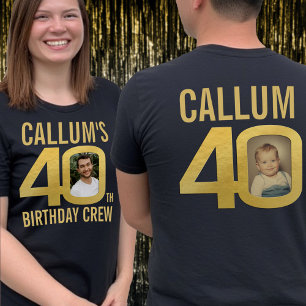 Camiseta tripulação de aniversário de 40 anos nome personal