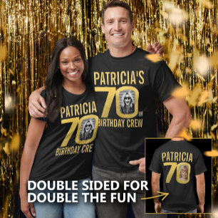 Camiseta tripulação de aniversário de 70 anos nome personal