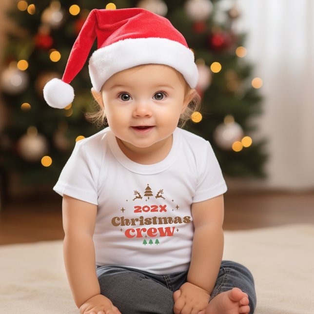 Camiseta Tripulação de Natal do ano personalizada (Custom Year Holiday Outfit Christmas Crew Baby T-Shirt)