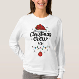 Camiseta Tripulação de Natal Filho Chapéu de Papai Noel Cor