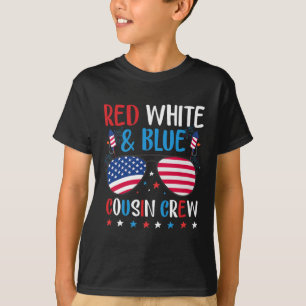 Camiseta Tripulação De Primo Vermelho Branco E Azul Vintage