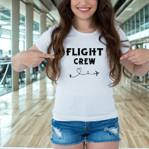 Camiseta Tripulação de Voo de Viagem Avião Preto Coração Fé