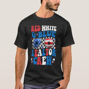 Camiseta Tripulação Do Realtor Azul Vermelho, 4 De Julho