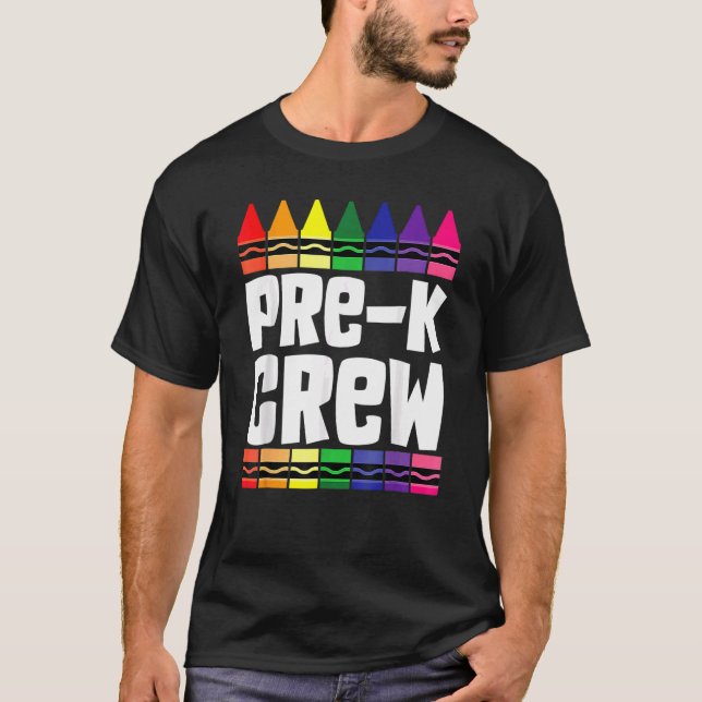 Camiseta Tripulação Pré-K De Volta Ao Professor (Frente)