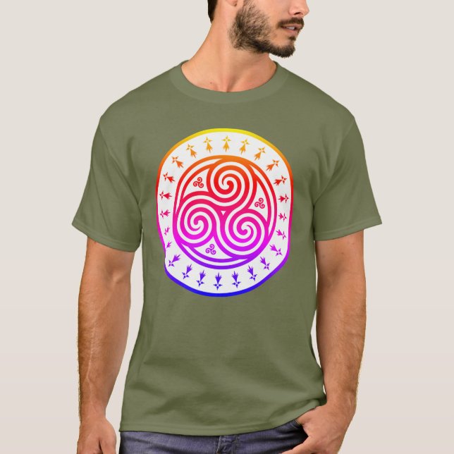 Camiseta Triskele Breizh - Arco-íris (Frente)