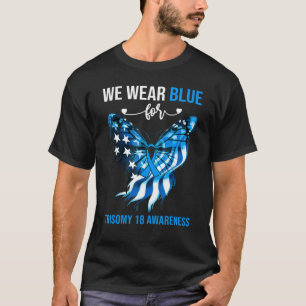 Camiseta Trisomia 18 Sensibilização 4 de julho Borboleta Az