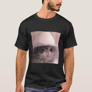 Camiseta Triste Cat Cowboy Hat
