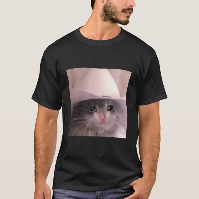 Camiseta Triste Cat Cowboy Hat (Frente)