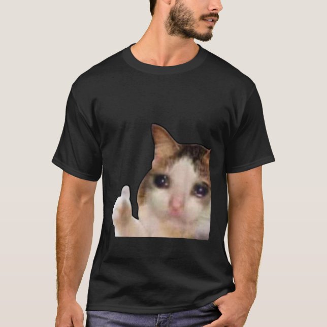 Camiseta Triste Engraçada Dói Gato Meme Chorando Gatinho (Frente)