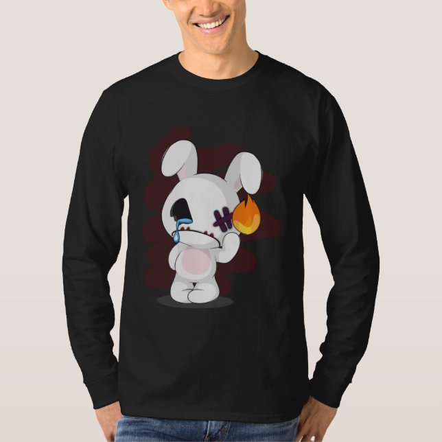 Camiseta Triste Fragmento De Gótico De Emo Cérebro E Assust (Frente)