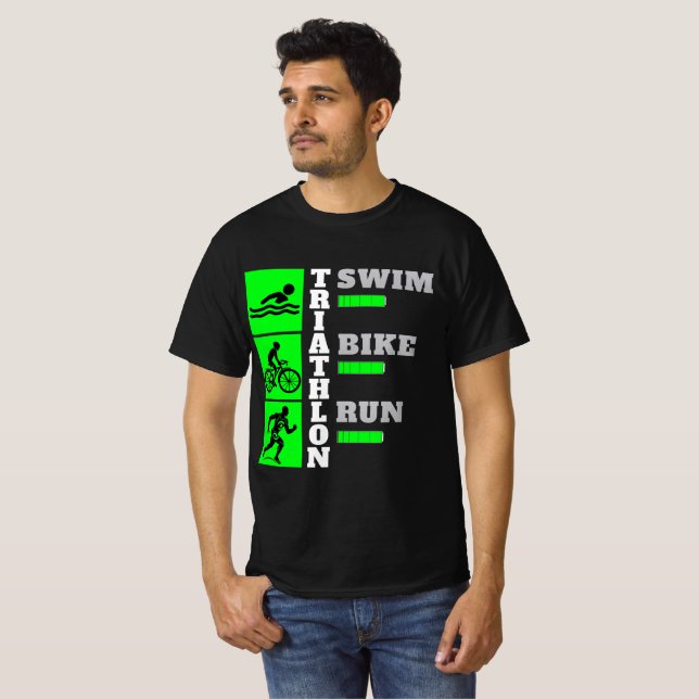 Camiseta Triumph Triathlon: Natação, bicicleta, corrida e a (Frente Completa)