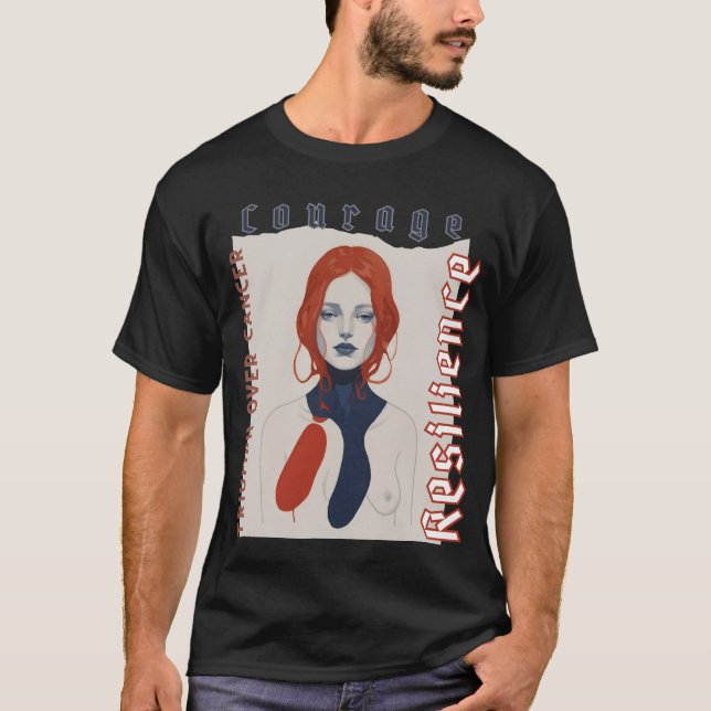 Camiseta Triunfo sobre Cancer - Mulheres Retraídas Abstrato (Frente)