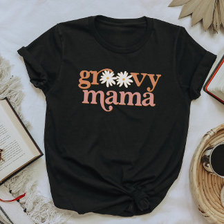 Camiseta TRIXIE Retro Laranja Cor-de-Rosa Margarida Groovy 
