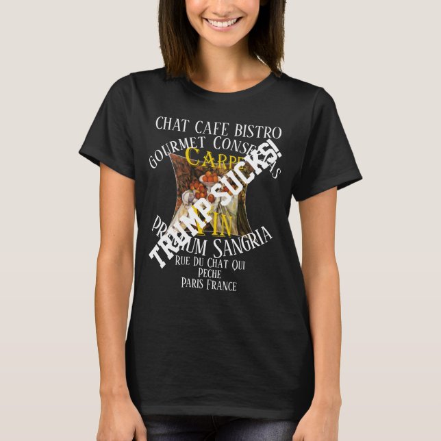Camiseta Trmp Chat Cafe Bistro Rua Do Gato Que Pesca (Frente)