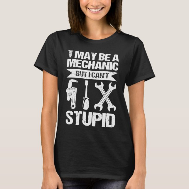 Camiseta trocadilho de piada de texto mecânico (Frente)