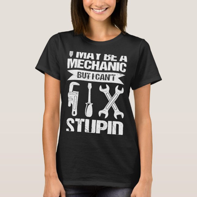 Camiseta trocadilho de piada de texto mecânico (Frente)
