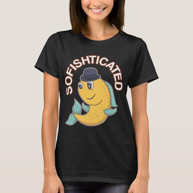 Camiseta Trocadilho Sofisticado de Peixe Punny Sofisticado (Frente)