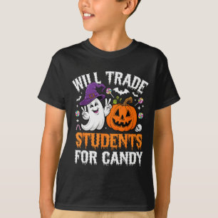 Camiseta Trocará Alunos Por Doces de Halloween Professor Sc
