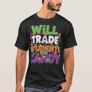 Camiseta Trocarei Alunos por Doces Professor Halloween