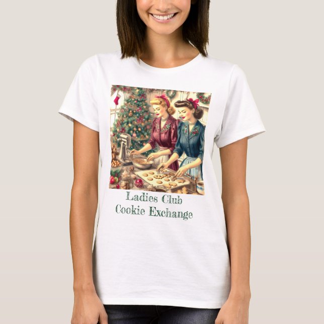 Camiseta Trocas de Biscoitos de Natal Vintage Retro (Frente)
