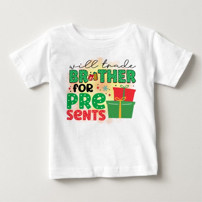 Camiseta Troco Irmão Por Presentes De Natal (Frente)