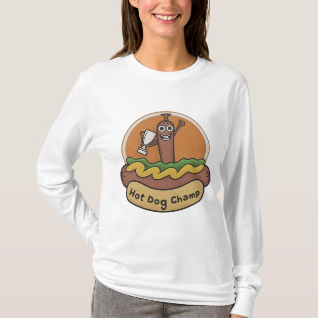 Camiseta Troféu Cachorro Quente Campeão Comida Simpática (Frente)