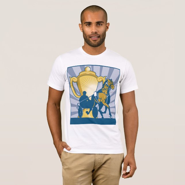 Camiseta Troféu de Trotting Sulky e Cavalo (Frente Completa)