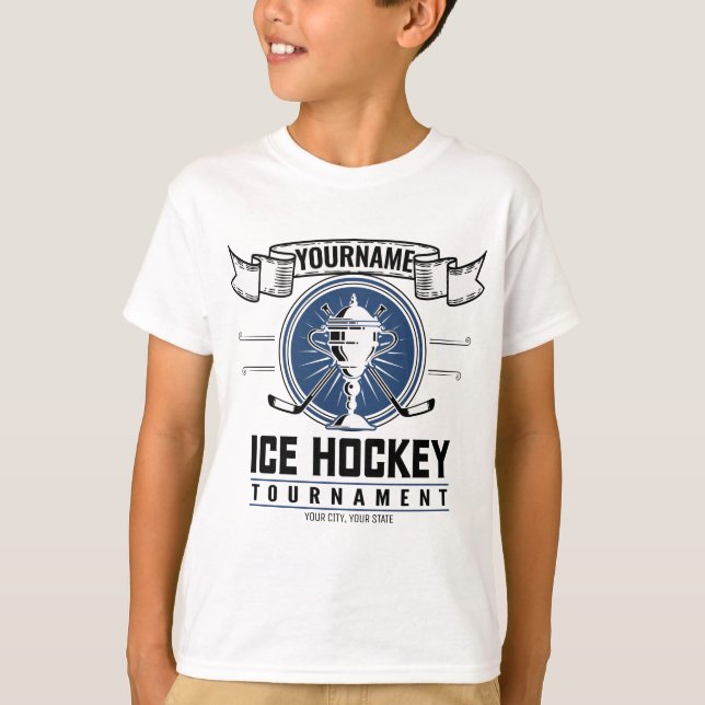 Camiseta Troféu Personalizado de Hóquei no Gelo Jogador Equ (Frente)