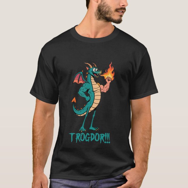 Camiseta Trogdor The Burninator - Beefy Arm Dragon Meme (Frente)