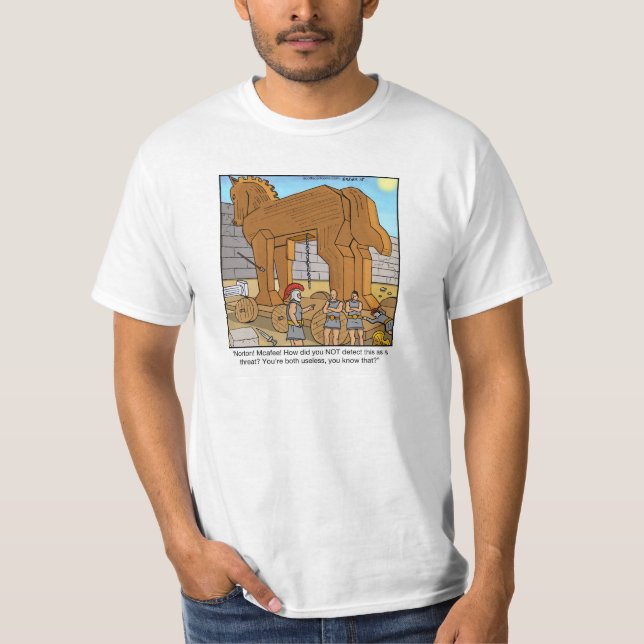 Camiseta Trojan Horse engraçado da T-camisa dos desenhos (Frente)