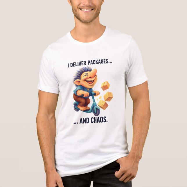 Camiseta Troll de Entrega - Eu Entrego Pacotes e Caos (Frente)