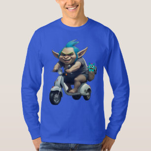 Camiseta Troll estranho em um Patinete