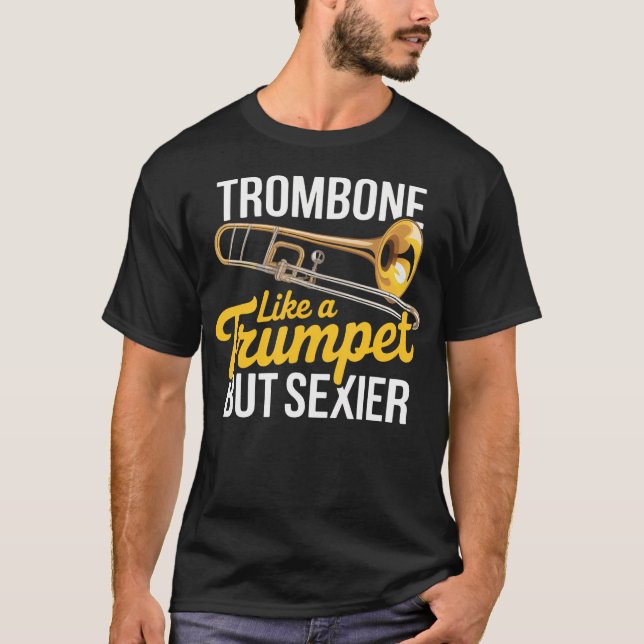 Camiseta Trombone Como Uma Trombeta Marcha Banda de Jazz (Frente)
