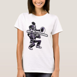 Camiseta Trombone de Banda de Marcha Escolar de Esqueleto H
