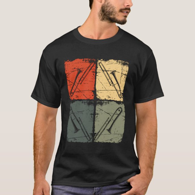 Camiseta Trombone de presentes do trombone de pop Art (Frente)